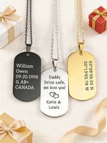 CFUNIQ Personalized Stainless Steel Dog Tag Necklace, Wedding Accessory, Choker, Birthday Gift, Necklace, Men's Accessory, Badge Companion, Customized Necklace - Multicolor - View 4
