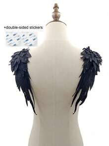 2pcs Embroidered Wing Patches DIY Lace Accessories, Multi-Layer Large Angel Wings Embroidered Flower Applique. Exquisite Embroidery Craftsmanship Multi-Layer 3D Wing Design. Suitable For COSPLAY Costume Decoration, Friends Gathering Outfit, Halloween Events, Theme Parties, DIY Clothing Modification. Eye-Catching Versatile Personalized Embroidered Patch Gift - Multicolor - View 10