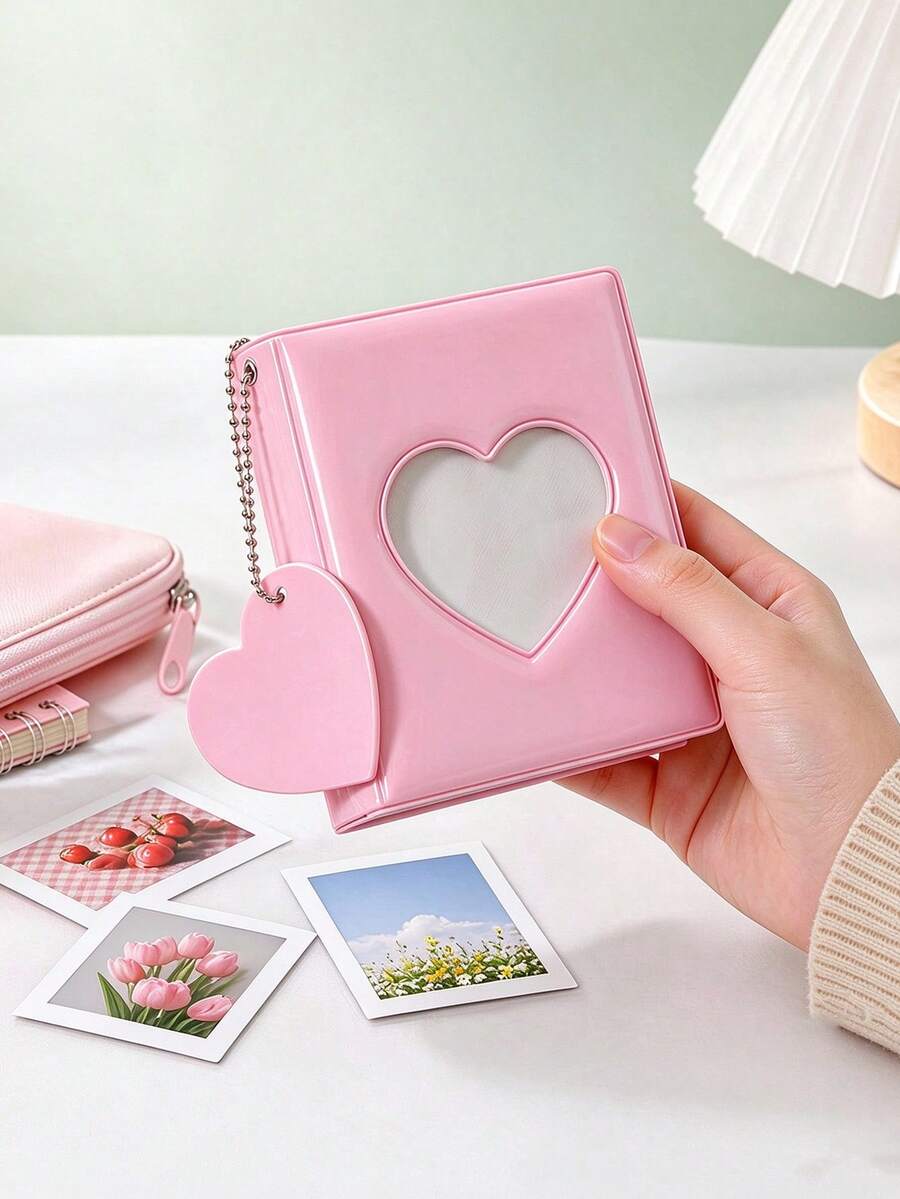 Minimalist Solid Color Photo Storage Album - Used For Storing Photo Albums, Heart-Shaped Hollow Photo Card Holder, Suitable As A Small Gift For Colleagues, Family And Loved Ones