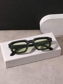 1 PC Men's Lightweight Square Fashion Glasses Solid Color PC Frame Soft Tinted Lens Casual Chic Style For Daily Street Travel Look With Glasses Box - Multicolor - View 12