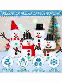 Christmas Handmade DIY Children's Snowman Clay Set, Self-Made Snowman Handmade Modeling Clay Craft Game, Christmas Handmade Gift Winter Christmas Stocking Filler Small Gift - Multicolor - View 7