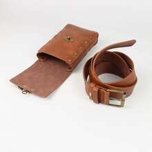 Set Aksesori Kostum Viking Abad Pertengahan: Korset Kulit PU dengan Tali Pengikat, Tas Pinggang, Dompet Koin Serut, Klip Rok untuk Pameran Renaissance. - A - View 5