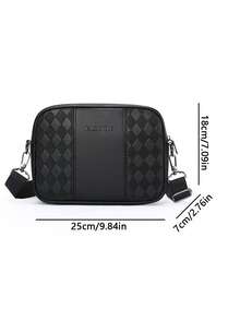 Simple Checkered Men's Bag With Multiple Compartments, Cross Shaped Backpack, Scratch Resistant And Durable, Shoulder Bag, Suitable For Daily Travel - Black - View 7