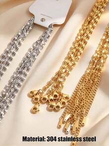 10 Pcs Stainless Steel Lip Chains, Gold And Silver Available, DIY Necklace, Suitable For DIY Jewelry Making, Fashion Choker Accessories - 10pcs - View 2