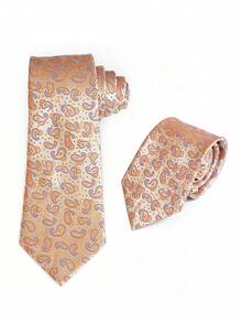1pc 8cm Professional Business Tie Men's Retro Paisley Pattern Hand-Tied Polyester Long Necktie - Multicolor - View 2