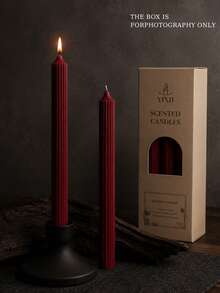 4pcs Burgundy Vertical Striped Scented Candle Set, Smoke-Free Fragrance Candles, Soy Wax Material, Suitable For Wedding, Home Decor Candles - Gear Rod Wax - View 7