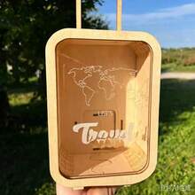 1pc Wooden Suitcase Coin Bank Adventure Travel Home Decor Box Savings Jar Birthday Gift - View 1