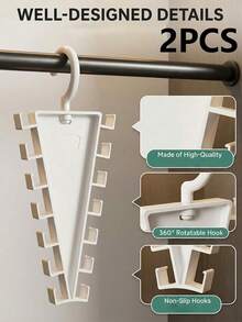 V-Shaped Wardrobe Storage Hanging Rack | 12 Hooks Large Capacity | 360° Rotating Space-Saving - Multicolor - View 14