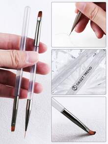 SWEET TREND 4-Piece Nail Tool Set, Equipped With Nail Painting, Wire Drawing, Carving, Adhesive Design Nail Brushes, And A Four Grid Color Storage Tray, Suitable For Nail DIY Salon Design And Daily Nail Care Tool Set - Multicolor - View 5