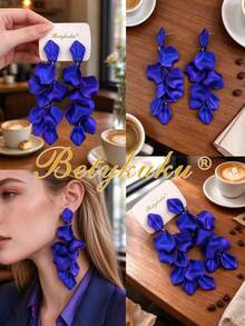 Betykuku 1 Pair Of Baroque Style Petal Pendant Earrings - Sapphire - View 7