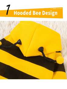 1 buah Baju Hoodie Hewan Peliharaan Motif Lebah, Garis-garis Kuning & Hitam, Kostum Anjing Hangat Musim Gugur/Dingin, Cocok Untuk Anjing dan Kucing Kecil Hingga Sedang - Kuning - View 7