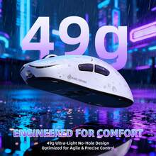 *Magic-Refiner AJ199 Mouse Gaming Nirkabel Ringan, Tri-Mode (2.4G/Berkabel/BT), 24K DPI, Sensor Optik PAW3311, Tingkat Polling 1000Hz, 600mAh, 49g, Mouse Ergonomis untuk Tangan Sedang hingga Besar, Stiker Anti Selip Termasuk - View 3