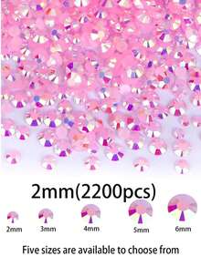 2mm-6mm 树脂水钻、平底水晶、粉色 AB 未经热处理水钻，适用于 DIY 工艺品、杯子、瓶子、玻璃杯、服装、散装闪亮水晶石、工艺装饰品 - 粉紅色AB - 查看 12