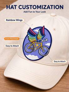 1pc/2pcs/4pcs/5pcs/7pcs/8pcs/9pcs Rainbow Wing Flying Bicycle Embroidered Iron On Patch For Jackets Backpacks - Multicolor - View 6