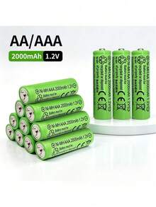 1.2V-2000mAh AAA/AA High Capacity Rechargeable Battery, USB Dedicated Charger (This Charger Is Only Suitable For Charging This Battery) Halloween, Christmas, Garden String Light Battery - Multicolor - View 1