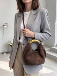 Niche Dumpling Handbag For Women, Chic Fashion Shoulder Bag, Commuter Crossbody Bag - Coffee - View 4