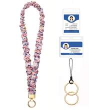1pc-Floral Scrunchie Fabric Long Neck Lanyard, Anti-Lost Strap For Phone, ID Badge, Card Holder & Keys - C-multicolor - View 12