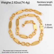 1pc Men Hip-Hop Street Style 18K Gold-Plated Stainless Steel Geometric Paper Clip Thick Necklace, Suitable For Daily Party Street Dance Wear - Gold - View 7