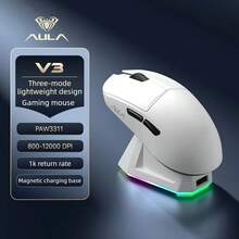 AULA Mouse Gaming Profesional SC680, Koneksi 3 Mode, Sensor PAW3395, DPI yang Dapat Diatur, Tombol Makro yang Dapat Disesuaikan, Pencahayaan RGB, Klik Senyap Tahan Aus. Untuk Gaming & Kantor, Kompatibel dengan Windows, iOS, Android, Perangkat Periferal Komputer Universal. - View 10