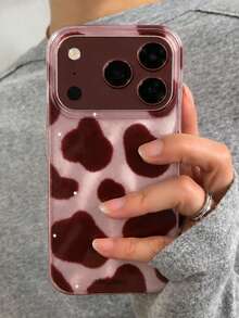 Luxury Fashion Leopard Print Starry Sky Aurora Glitter Phone Case, Compatible With IPhone 18 Pro Max 18 Pro 17 Pro Max 17 Pro 17 16 Pro Max 16 Pro 16 15 Pro Max 15 Pro 15 14 Pro Max 14 Pro 14 13 Pro Max 13 Pro 13 12 11, Autumn/Winter Asymmetrical Water Ripple Glossy Soft Protective Back Cover - Burgundy - View 3