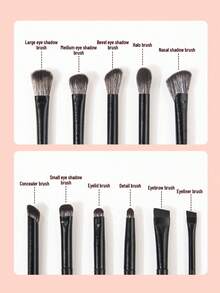 SEPROFE 11Pcs Eye Makeup Brush Set, Ultra Soft Fiber Eyeshadow Brushes, Nose Shadow Brushes, Concealer Brushes, Eyeliner Brushes, Premium Texture Handles, Easy Daily Eye Makeup Tools - Black - View 7