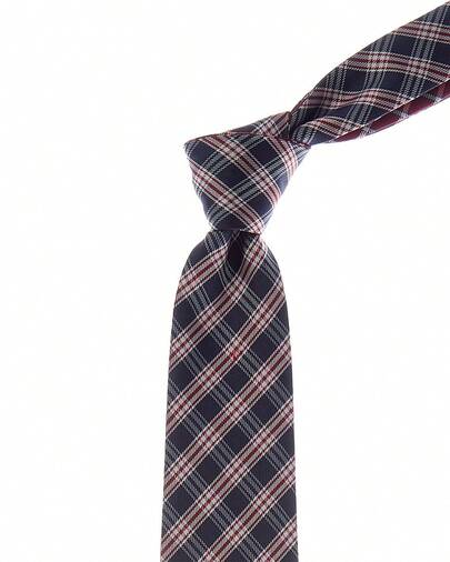 Canali Red Check/Plaid Reversible Silk Tie