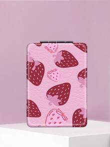 1PC Ins Fruit Series Portable Vanity Mirror, Foldable Lightweight Ultra-Thin Convenient Hand Mirror, PU Leather, Suitable For Multiple Scenarios And All People, Rectangular Mirror, Pocket Mirror, Fresh Cartoon Strawberry Pattern Design, Exquisite And Delicate, Easy To Carry, Handheld Makeup Mirror, 180° Flip Cover, Multi-Functional Mini Mirror, Compact Mirror, Mirrors - Multicolor - View 7