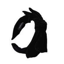 1pc Elegant New Versatile Premium Velvet Large Bow Headband, Wide Non-Slip Hair Accessory For Women, Enhances Crown Height - 1pc Black - View 3