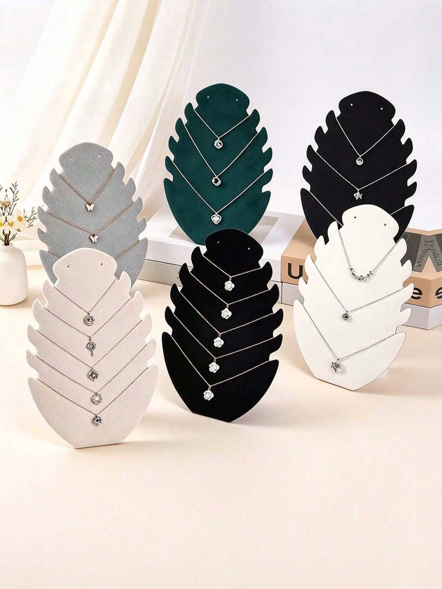Leaf-Shaped Necklace Display Stand, Desktop Necklace Storage Rack, Multi-Layer Jewelry Display & Storage Rack, Countertop Jewelry Organizer - Multicolor - View 1