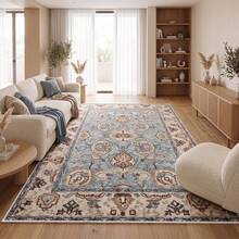 Washable Modern Minimalist Patterned Area Rug – Scandinavian Geometric Design, Contemporary Washable Carpet For Living Room, Bedroom & Home Decor - Rust Brown - View 5