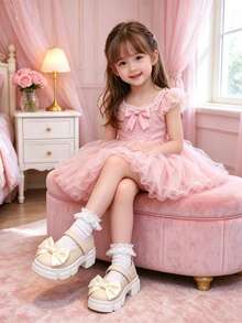 1 Pair Cute Sweet Mary Jane Women's Shoes, Thick Sole Height Increase, Hook And Loop Design Easy To Put On And Take Off, Suitable For Campus, Daily Outings, Parties, Spring And Autumn Wear - Apricot - View 3