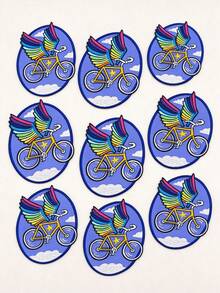 1pc/2pcs/4pcs/5pcs/7pcs/8pcs/9pcs Rainbow Wing Flying Bicycle Embroidered Iron On Patch For Jackets Backpacks - Multicolor - View 13