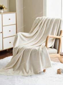 1pc Solid Color Matte Microfibre Wellsoft Throw Blanket Soft Plush Warm Thick Cosy Suitable For Bedroom Living Room Sofa Couch Bed All Seasons Home Decor Gift - Creamy White - View 3