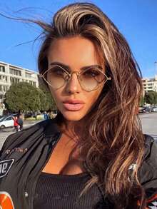 Women's Geometric Diamond Shape Sunglasses, Thin Metal Frame Gradient Lens Retro Fashion UV Protection Shades For Daily Outfit - Multicolor - View 4