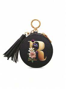 Unisex Multi-Functional Key Pouch, Earphone Bag, Data Cable Organizer, With Gold 26 Letters A-Z Pattern, Zipper Key Storage Bag, Floral Pattern Design, PU Faux Leather Organizer Bag, Zipper Pouch, Car Key Storage Bag, Car Key Chain, Portable Compact Key Pouch, Minimalist Design, Travel Accessory, Elegant Jewelry, Suitable For Home, Office, Travel, Car, Suitable For Men And Women, Ideal Gift For Friends, Family, Mother's Day - Multicolor - View 13