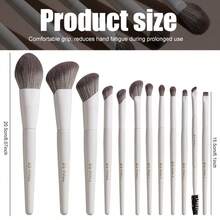 BS-MALL 12Pcs Professional Makeup Brush Set Luxury Grey White Vegan Face Cosmetic Tool Brushes With Bag - Light Grey - View 8