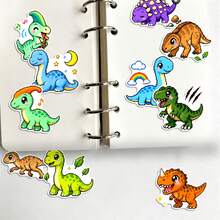 50Pcs Pixel Style Cute Dinosaur Stickers, Colorful Cartoon Dino Decals, Waterproof Stickers For Journal, Laptop, Water Bottle, Scrapbook, Aesthetic Craft Decor - Multicolor - View 3