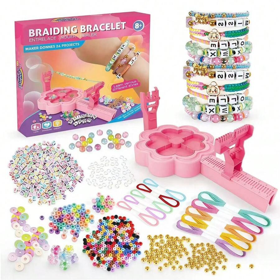 Handmade Bracelet Making Kit, Children's DIY Friendship Bracelet Making Set, Includes Letter Beads, Mixed Color Beads, Braiding Rope And Braiding Tools, Suitable For Girls Aged 8 And Above As Handmade Jewelry Craft Gift