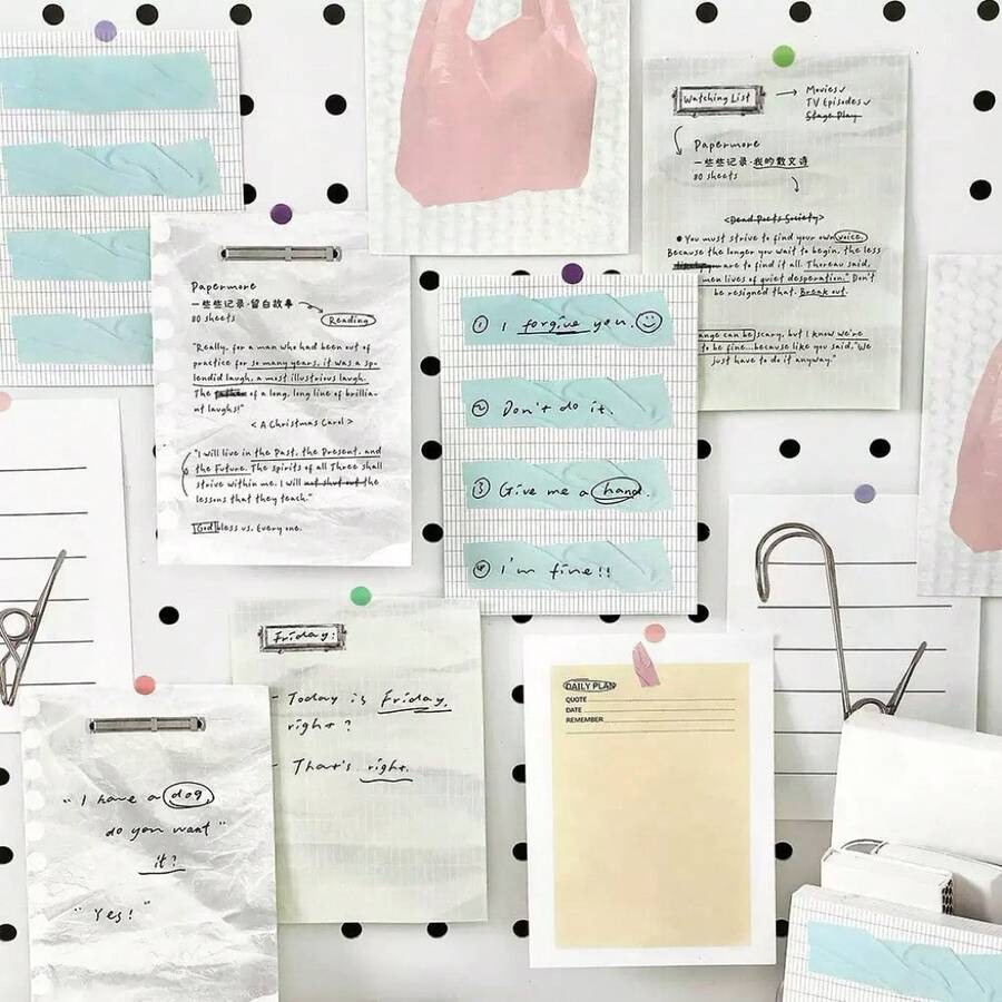 Minimalist Ins Style Memo Pad 80 Sheets, Multiple Design Styles, Suitable For Journaling, Note-Taking, Schedule Planning, Office Daily Decoration, Lightweight Versatile Handmade Craft Paper - one-size - View 1