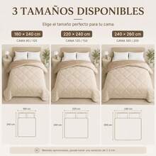 Edredón Reversible de Dos Caras, Colcha Acolchada Suave para Cama, Diseño Liso y Versátil, Ropa de Cama para Dormitorio, 180x240/220x240/240x260 cm - BEIGE CLARO-OS - Ver 5