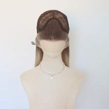 13*4 HD Transparent Lace Front Straight Synthetic Wig, 30 Inch Brown Root Ombre Blonde Glueless Heat Resistant Wig, 180% Density Smooth Wig, Suitable For Daily Wear, Festivals And Parties - Two-Tone - View 8