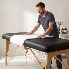 Professional Vinyl Massage Bed Cover - Waterproof, Stain-Resistant, Reusable, 34-Inch Universal Fitted Protector, Suitable For Massage Bed, Beauty Bed, SPA Bed, Durable, Wear-Resistant, Odorless, Easy To Clean Mattress Cover - Black - View 1