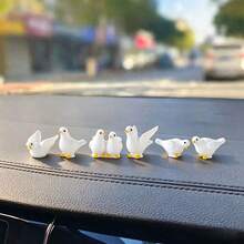6pcs Creative Cute White Dove Car Desktop Ornament DIY Car Interior Office Desk Computer Screen Landscape Decoration Accessories Holiday Atmosphere Decor - Little White Dove - View 5