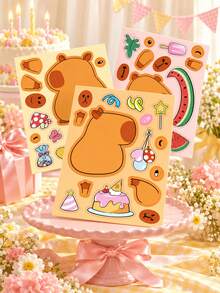 8pcs Capybara Face Swap Stickers, Cute Capybara Collage Stickers, Healing Cartoon DIY Styling Stickers, Free Combination Of Facial Features, Food And Scene Decoration Accessories, Create Different Capybara Images At Will, Suitable For Desktop Crafts, Games, Planner Decoration, Creative Styling, Suitable For Craft Enthusiasts, Cartoon Pet Decoration Stickers, Capybara Collage Materials, Tearable Capybara Outfit Sticker Set - Multicolor - View 6