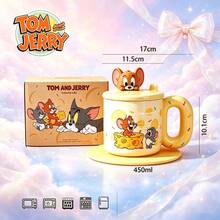 TOM AND JERRY. Authentic Ceramic Mug With Lid, Can Be Used As Phone Holder, 450ml Thick-Walled Ceramic Dust-Proof Cup, Suitable For Home, Office, Dorm And Birthday Gift, Microwave And Dishwasher - Multicolor - View 12