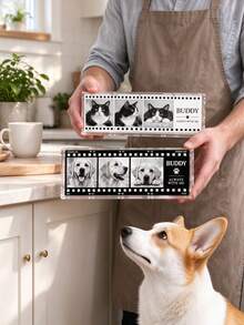 1pc Custom Film Strip Photo Frame, Personalized Pet Photo Acrylic Plaque, Custom Dog Cat Memorial Keepsake, Photo Display Decor, Pet Lover Gift, Home Desk Decoration - Multicolor - View 4