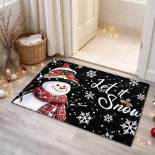 1pc Kitchen Floor Mat, Soft Faux Cashmere Material, Christmas Snowman Pattern, Non-Slip Kitchen Mat, Absorbent Bathroom Mat, Entryway Doormat, Bedroom Door Mat, Suitable For Multiple Scenarios, Room Decor, Holiday Gift - Multicolor - View 5