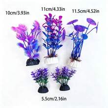 5pcs Artificial Aquarium Plants, Fish Tank Decoration Fake Water Plants, Maintenance-Free, With Base, Sand And Stone Tray Decoration - Happy Aquarium - View 4