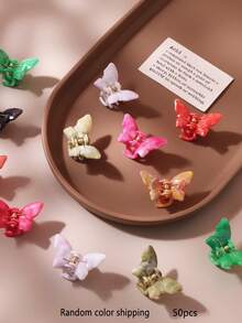 10/20/30/50pcs Amber Colored Marble Texture Hair Clips For Women, Elegant Delicate Small Claw Clips For Updo And Loose Hair, Daily Wear Hair Accessories - Multicolor - View 8