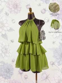 Women Short Dresses - Green - View 1